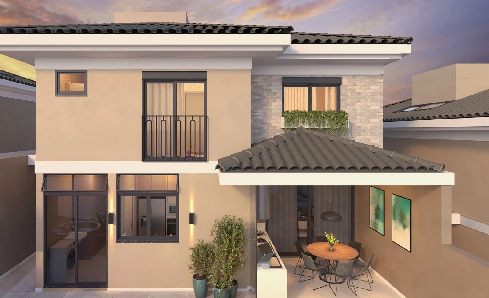 Perspectiva da arquitetura das casas